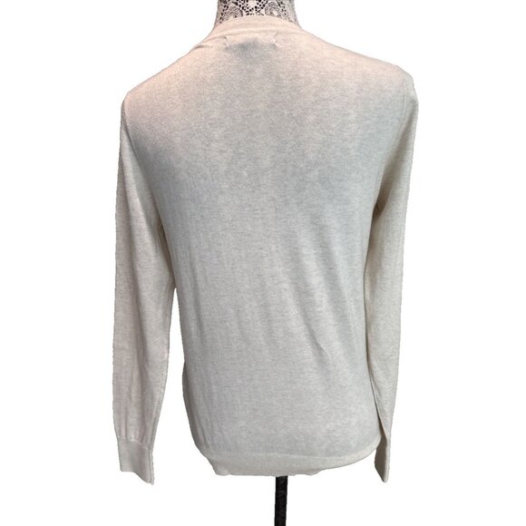 Banana Republic Lightweight Sweater Medium Cotton blend Crewneck cream Knit - Picture 5 of 8